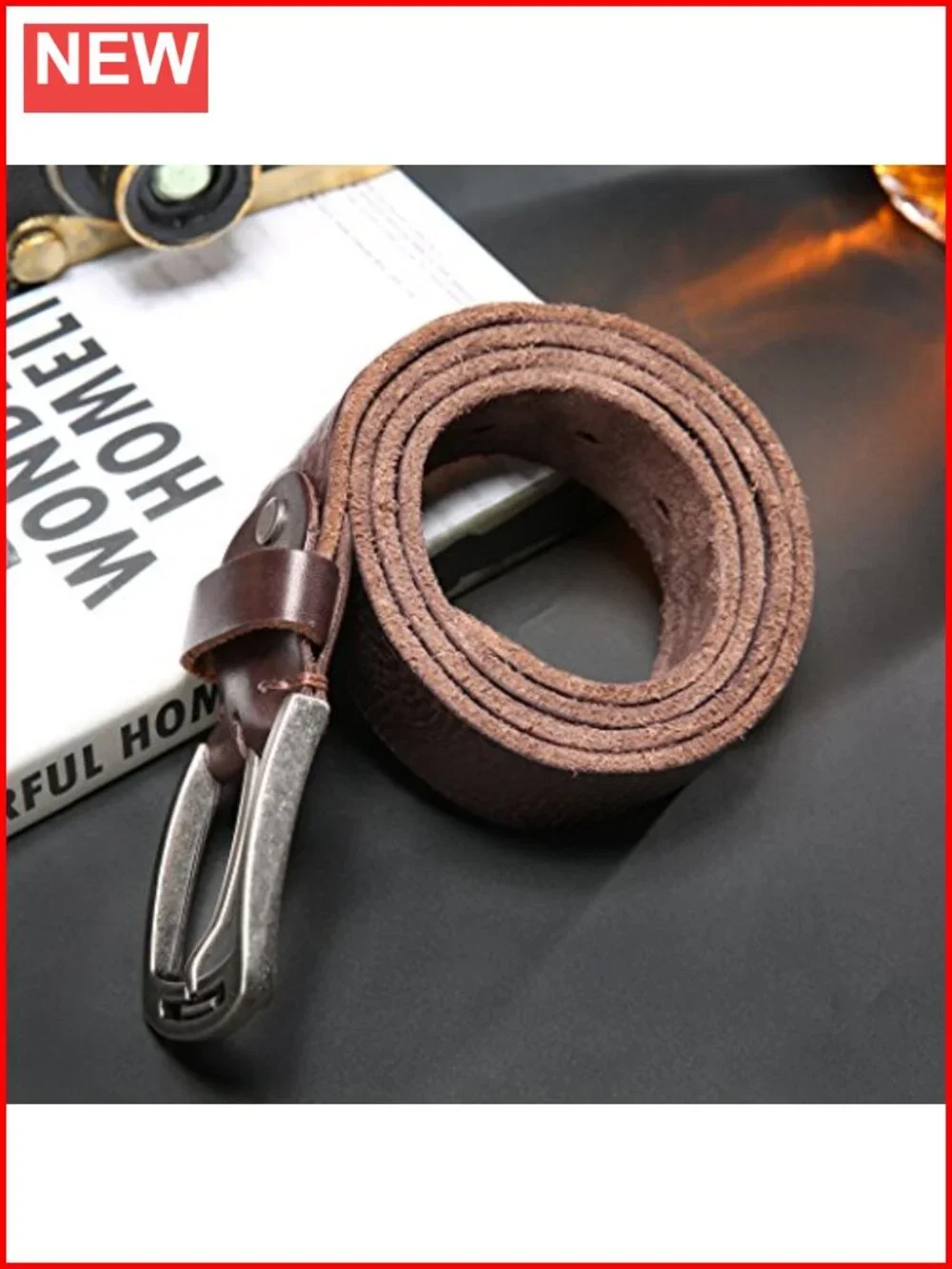 Italian Cow Leather Belt With Anti-Scratch Buckle, 1.5